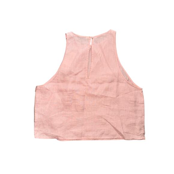 Paris Atelier & Other Stores Linen Round Neck Crop Top Size 10 Dusty Pink NWT - Picture 4 of 8
